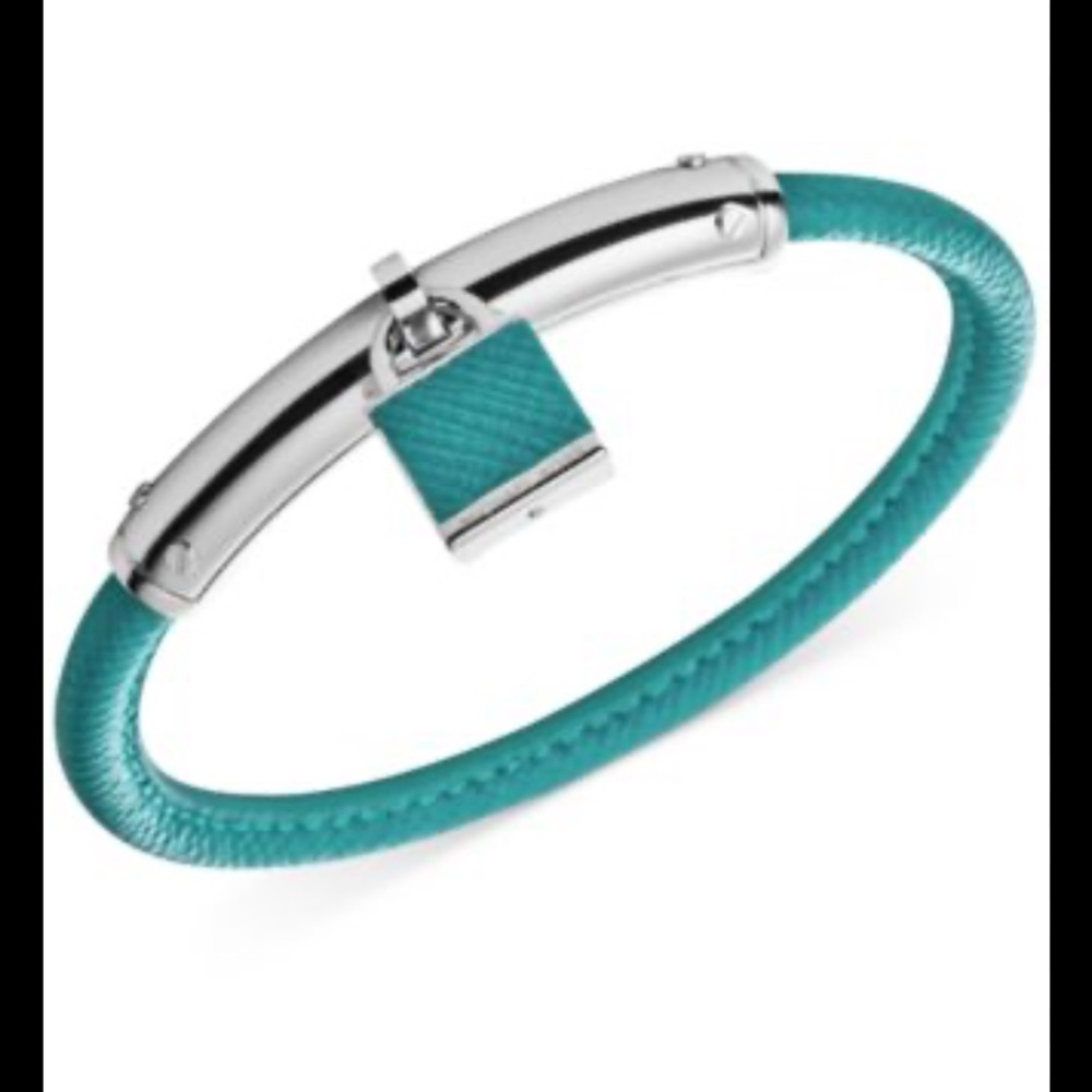 Michael Kors Silver Heritage Padlock Teal Bracelet